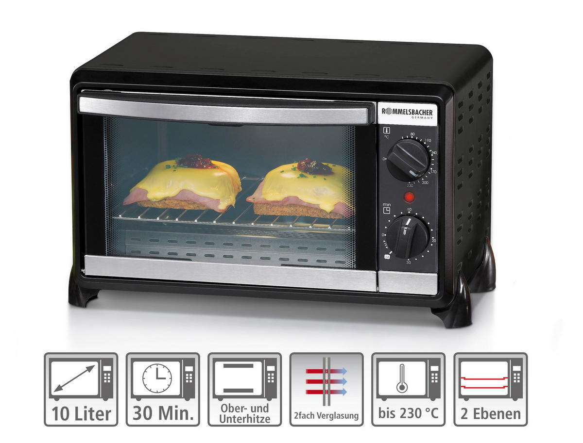 MINIBACKOFEN  - Schwarzchrom, Basics, Metall (39/23/27.5cm) - Rommelsbacher