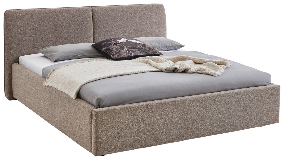 POLSTERBETT 160/200 cm,  in Braun,  - Schwarz/Braun, Design, Holz/Textil (160/200cm) - Stylife