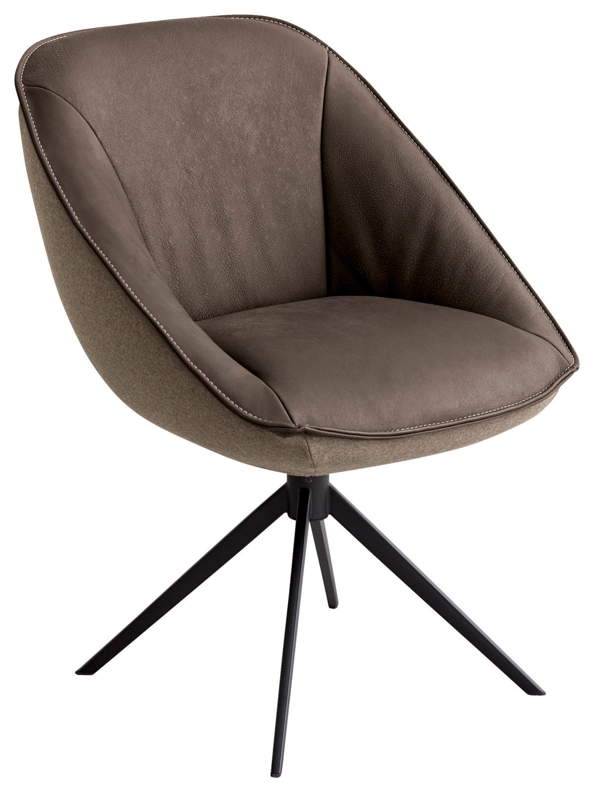 ARMLEHNSTUHL  in Flachgewebe Kombination Echtleder/Stoff pigmentiert  - Beige/Schwarz, Design, Leder/Textil (63/88/70cm) - Koinor