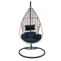 FÜGGŐFOTEL 122/200/104 cm  - natúr színű/fekete, Design, műanyag/textil (122/200/104cm) - Ambia Garden