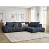 ECKSOFA Ottomane rechts  EVEREST Dunkelblau Struktur  - Schwarz/Dunkelblau, MODERN, Kunststoff/Textil (352/210cm) - Livetastic