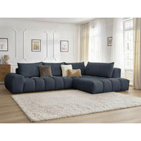 ECKSOFA Ottomane rechts  EVEREST Dunkelblau Struktur  - Schwarz/Dunkelblau, MODERN, Kunststoff/Textil (352/210cm) - Livetastic
