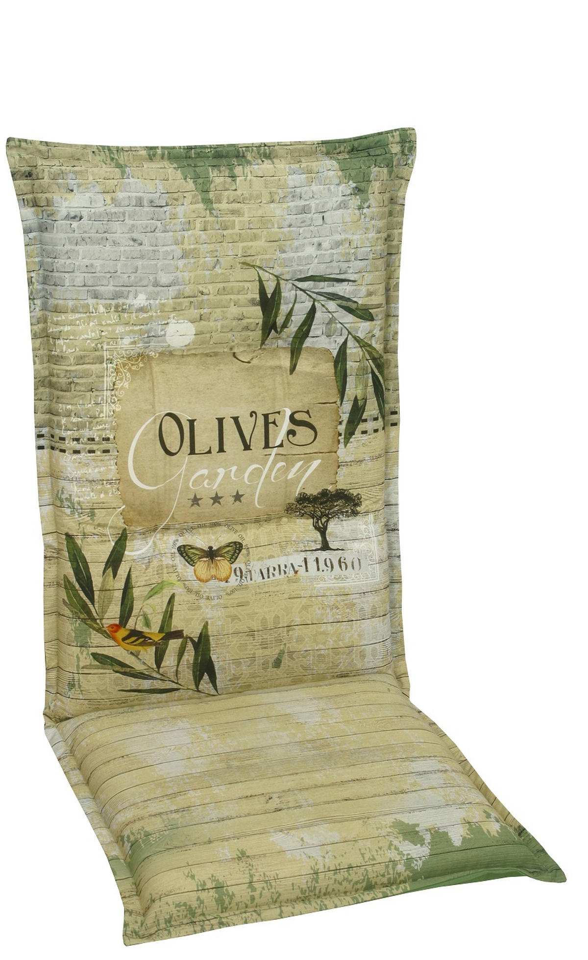 SZÉKPÁRNA zöld, bézs  - bézs/zöld, Konventionell, textil (108/50/8cm) - Ambia Garden