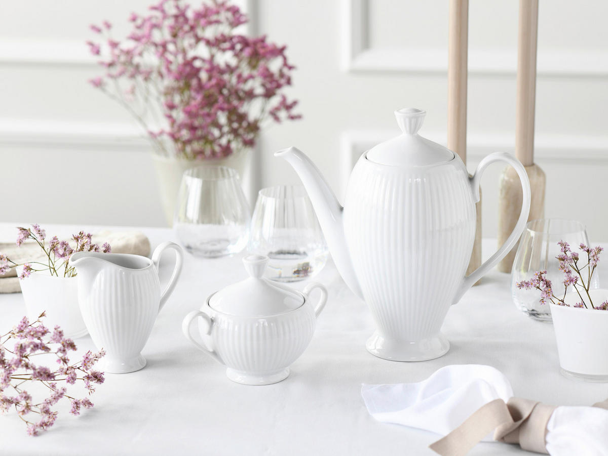 KAFFEESET Valencia 3-teilig  - Weiß, Design, Keramik - Creatable
