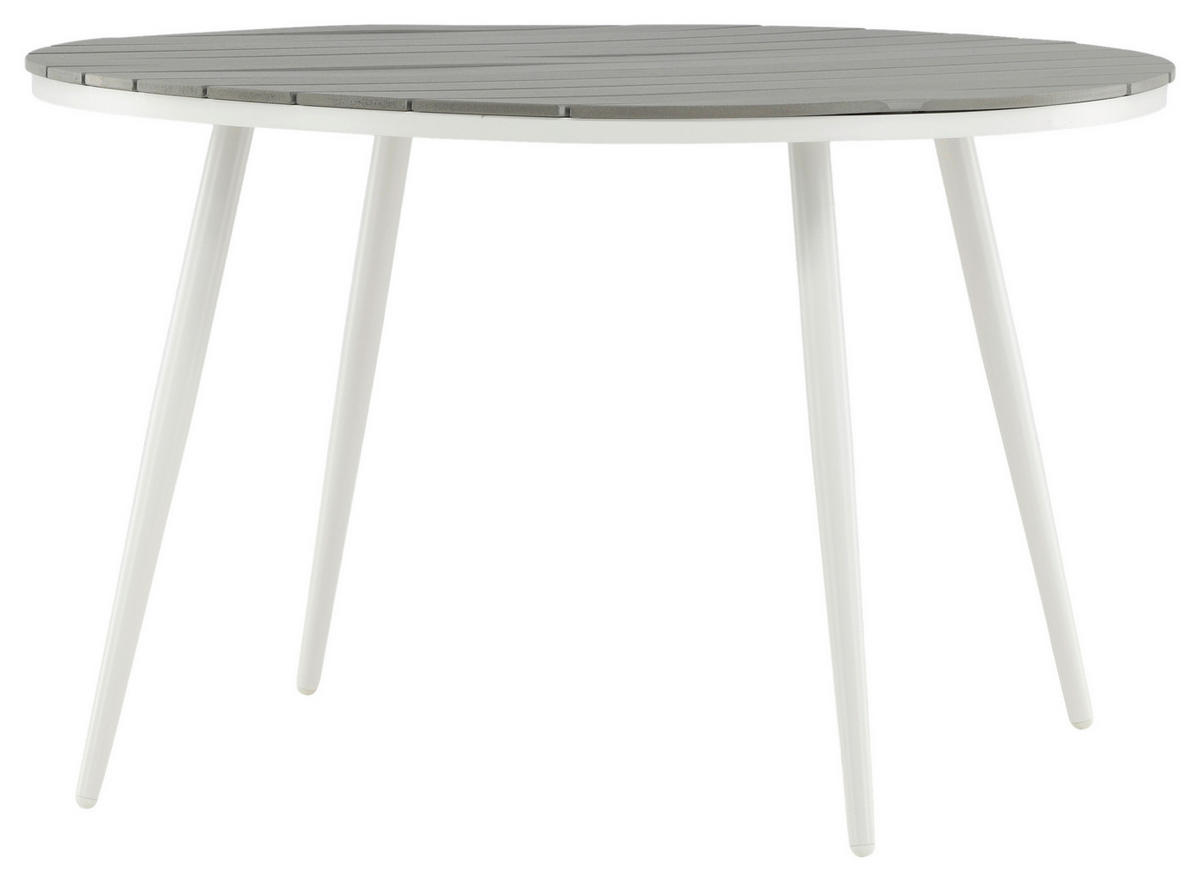 GARTENTISCH Metall, Kunststoff Grau, Weiß rund  - Weiß/Grau, KONVENTIONELL, Kunststoff/Metall (120/120/74cm) - Gardenson