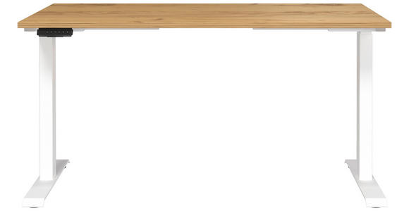 SCHREIBTISCH 140/80/72-118 cm  in Eichefarben, Weiß  - Eichefarben/Weiß, MODERN, Holzwerkstoff/Metall (140/80/72-118cm) - Novel