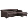ECKSOFA Graubraun Echtleder  - Chromfarben/Graubraun, Design, Leder/Metall (227/168cm) - Livetastic