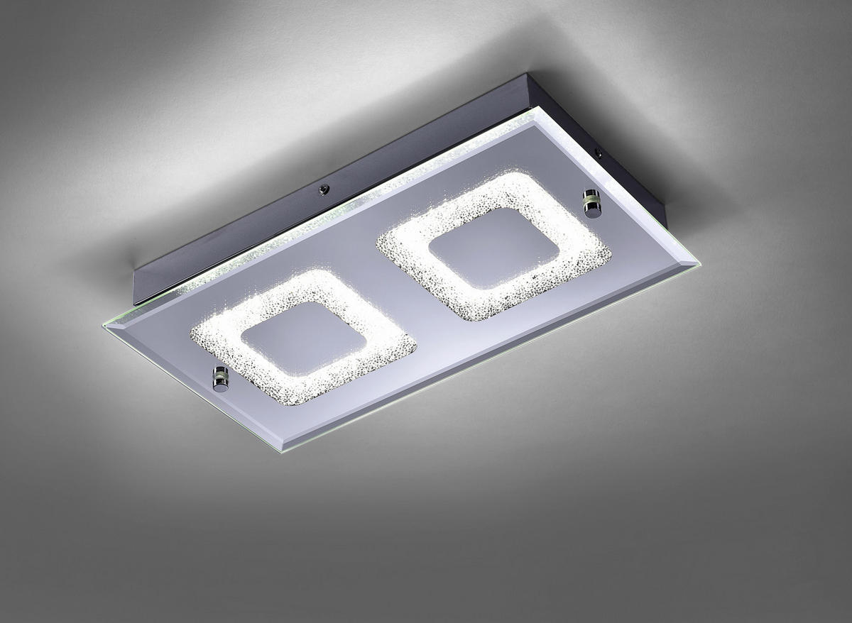 LED-DECKENLEUCHTE 40/7,5/24 cm   - Chromfarben, KONVENTIONELL, Glas/Metall (40/7,5/24cm)