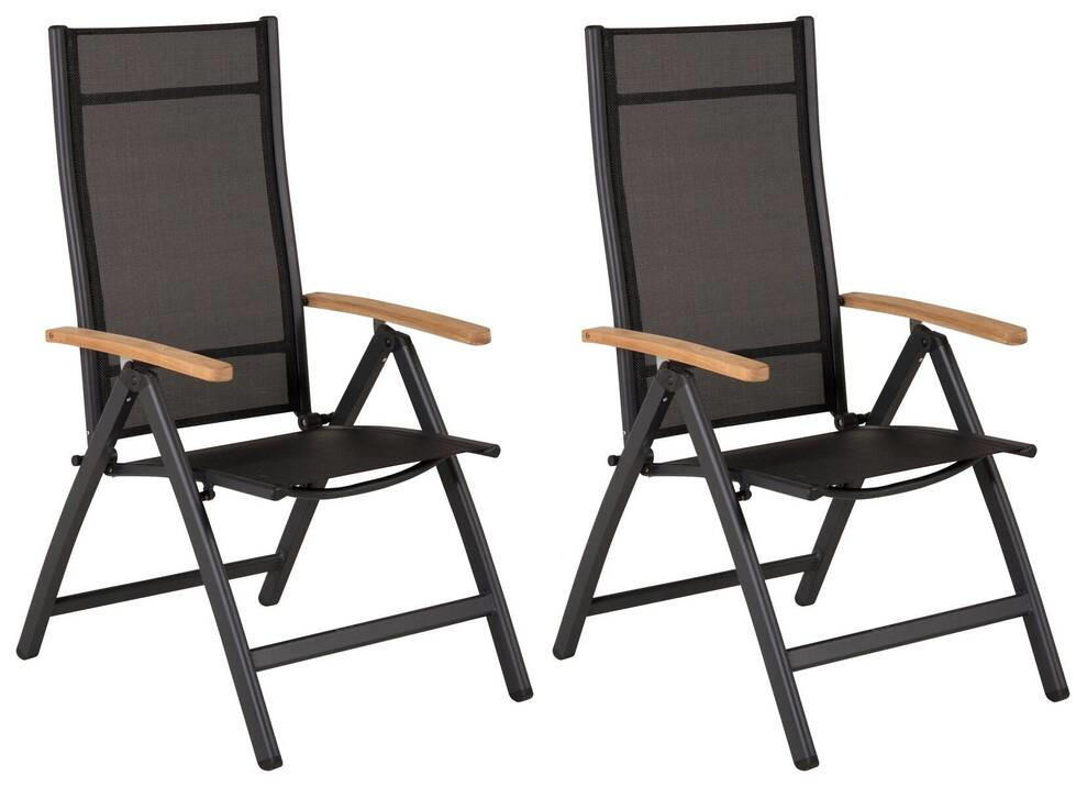 GARTENSTUHL-SET Metall, Textil Naturfarben, Schwarz  - Schwarz/Naturfarben, KONVENTIONELL, Textil/Metall (60/110/75cm) - Gardenson