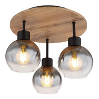 MENNYEZETI LÁMPA - barna/fekete, Natur, faalapú anyag/Üveg (38/30cm) - Globo