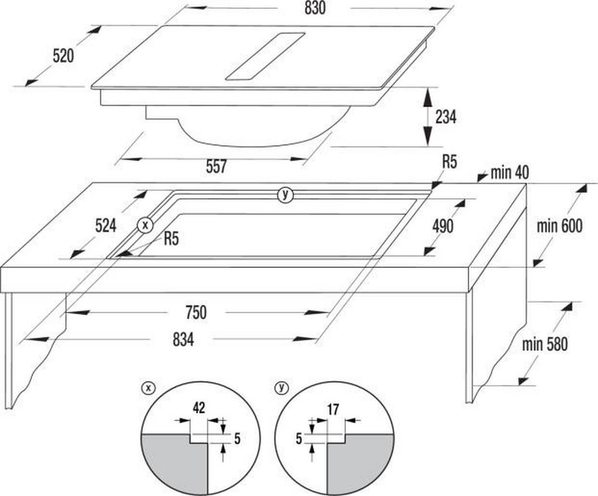 KOCHFELD-DUNSTABZUG-KOMBI HEH8443BSCWF  - Schwarz, Basics, Glas/Metall (83/23,3/52cm) - Hisense