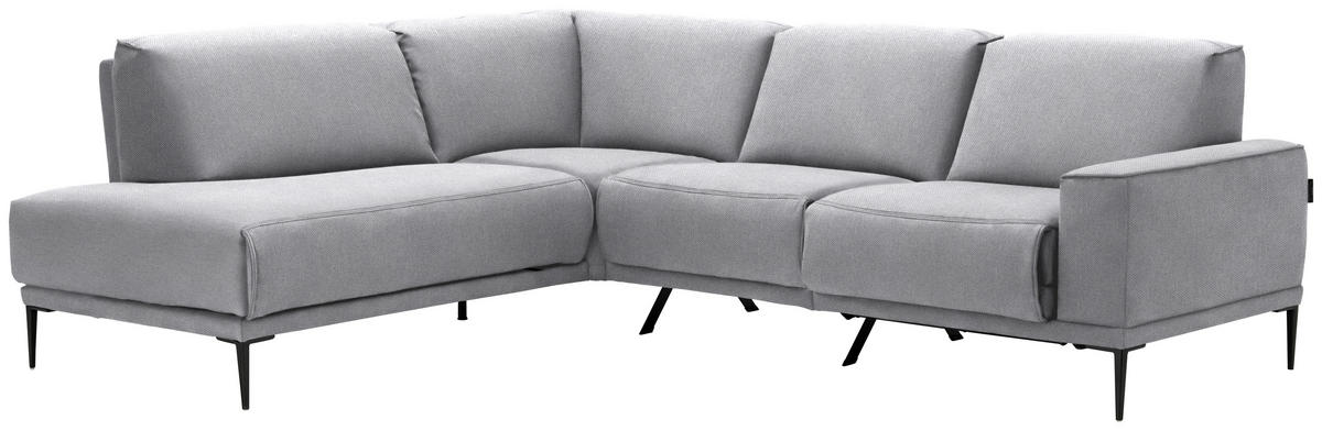 ECKSOFA in Flachgewebe Hellgrau  210/260 cm  - Hellgrau/Schwarz, Design, Textil/Metall (210/260cm) - Johann Jakob