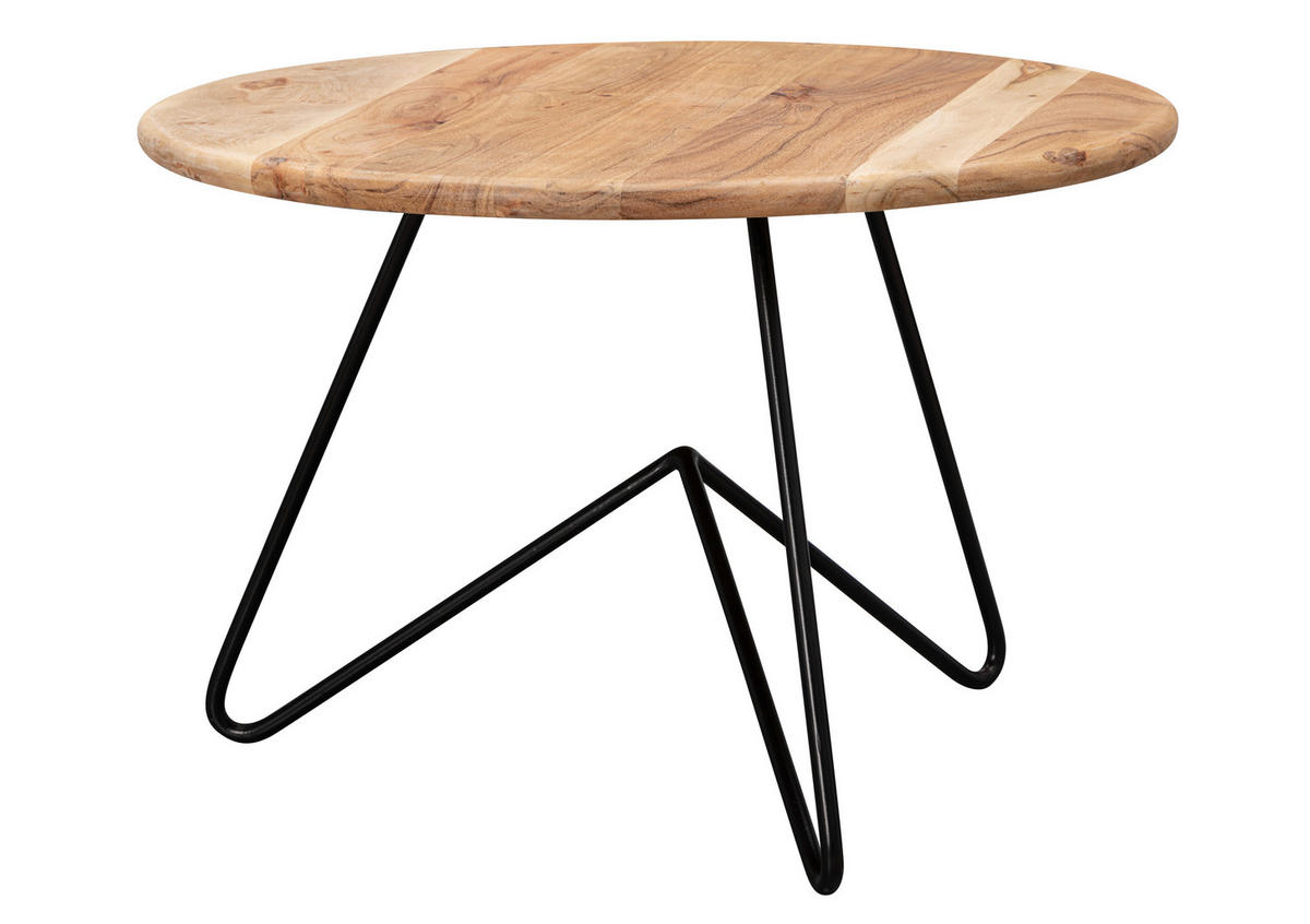 KONFERENČNÝ STOLÍK, farba akácie, drevo, 60/60/39,5 cm - čierna/farba akácie, Modern, kov/drevo (60/60/39,5cm) - MID.YOU