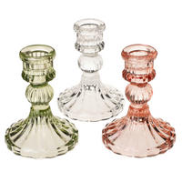 KERZENHALTER - Klar/Hellrosa, Basics, Glas (7,8/10,5cm)
