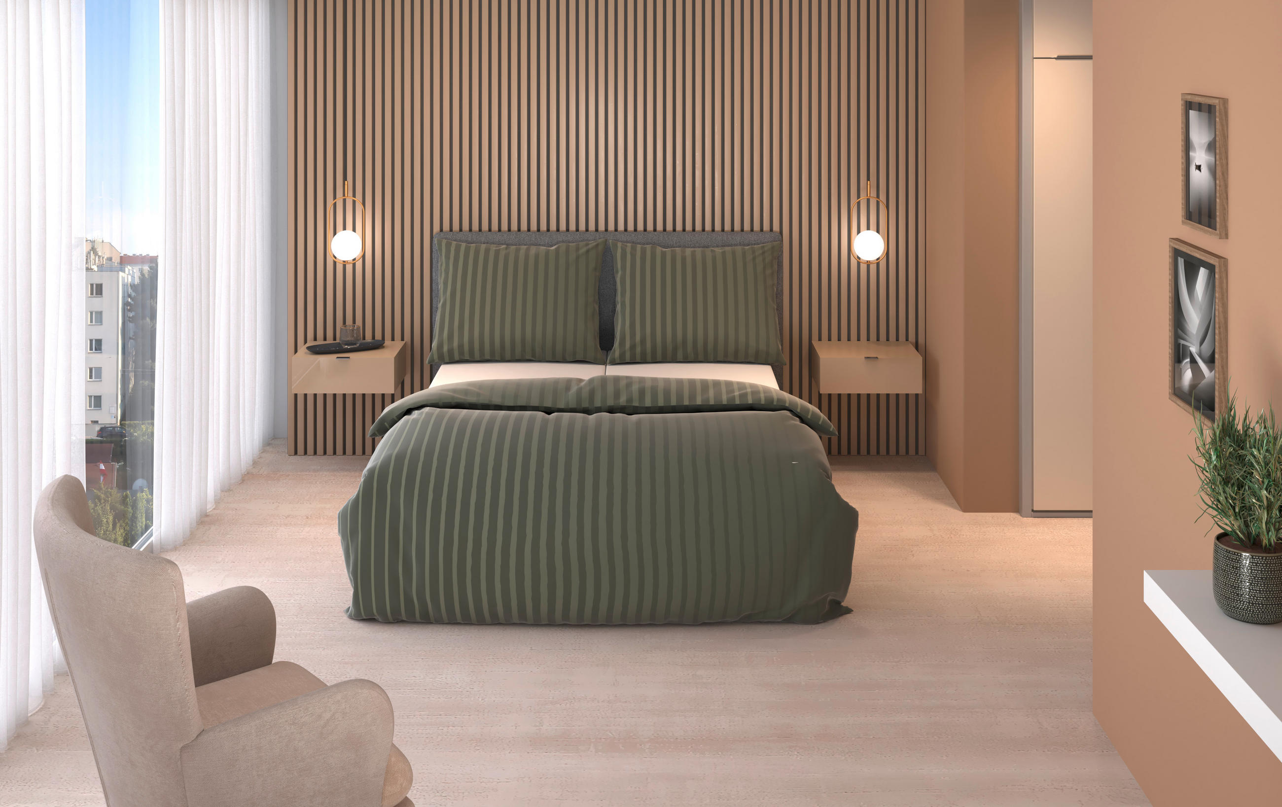 BETTWÄSCHESET Satin 200/210 cm  65 cm/100 cm  - Grün, Textil (200/210cm) - Dieter Knoll