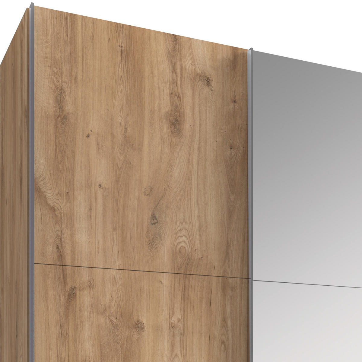 SCHWEBETÜRENSCHRANK in Eichefarben  - Chromfarben/Eichefarben, Modern, Glas/Holzwerkstoff (300/216/65cm) - Livetastic