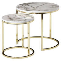 SET MIZIC, bela, zlate barve  - zlate barve/bela, Moderno, kovina/leseni material (50/50/45cm) - MID.YOU