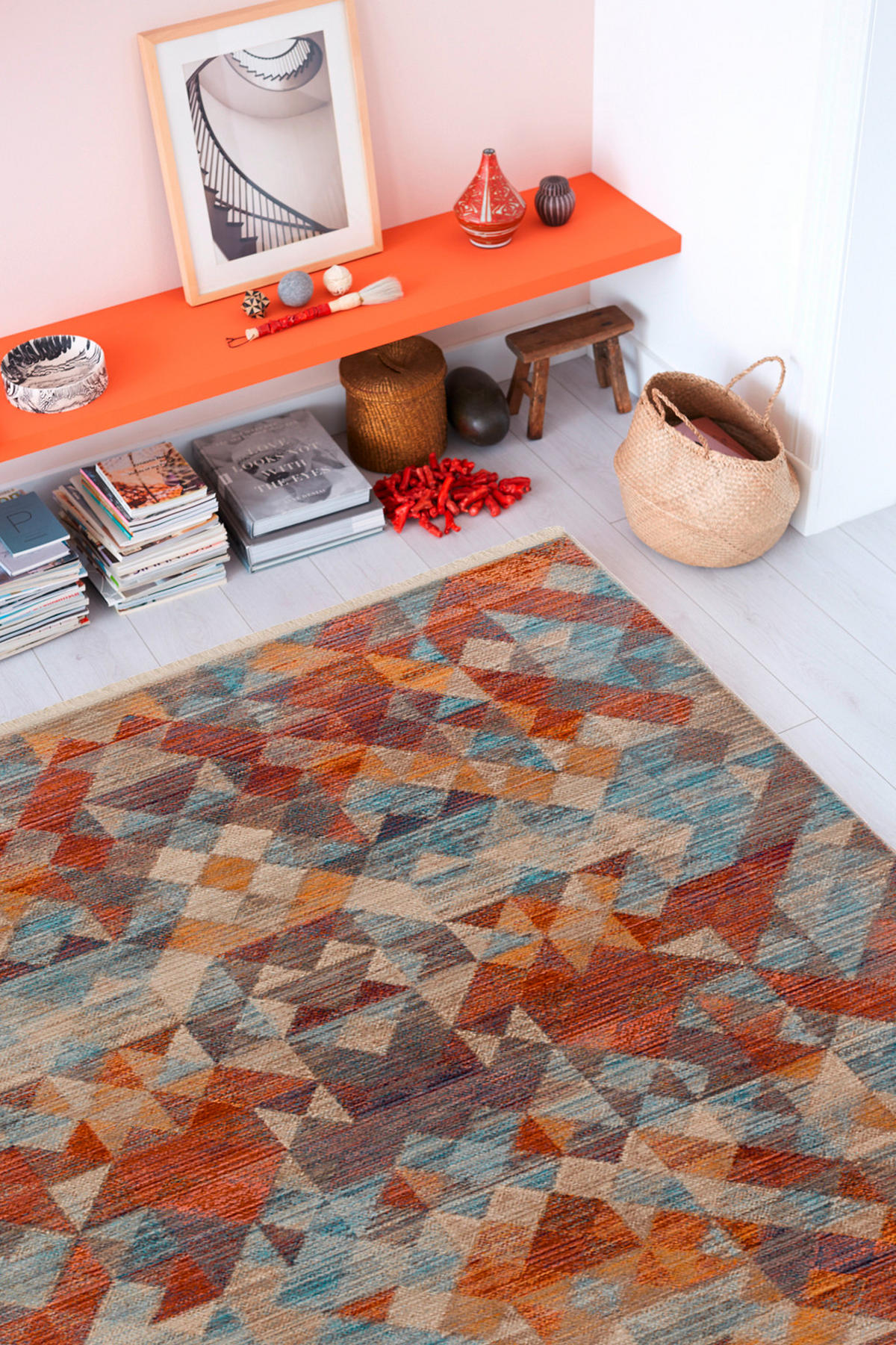 WEBTEPPICH 70/140 cm Mystik Orange, Rot, Türkis  - Türkis/Rot, Design, Textil (70/140cm) - Schöner Wohnen