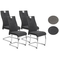 SCHWINGSTUHL-SET 4 Stück  in Stahl Webstoff  - Chromfarben/Anthrazit, MODERN, Textil/Metall (43/98/59cm) - MID.YOU