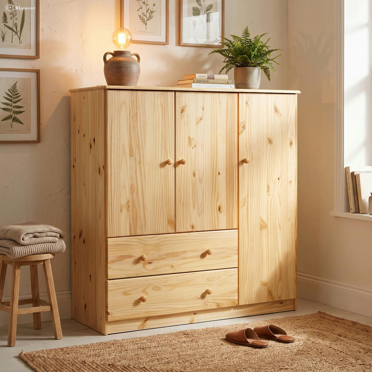 KOMMODE , 132/136/43 cm, 2 Schublade(n)  - Naturfarben, Basics, Holz (132/136/43cm) - Livetastic