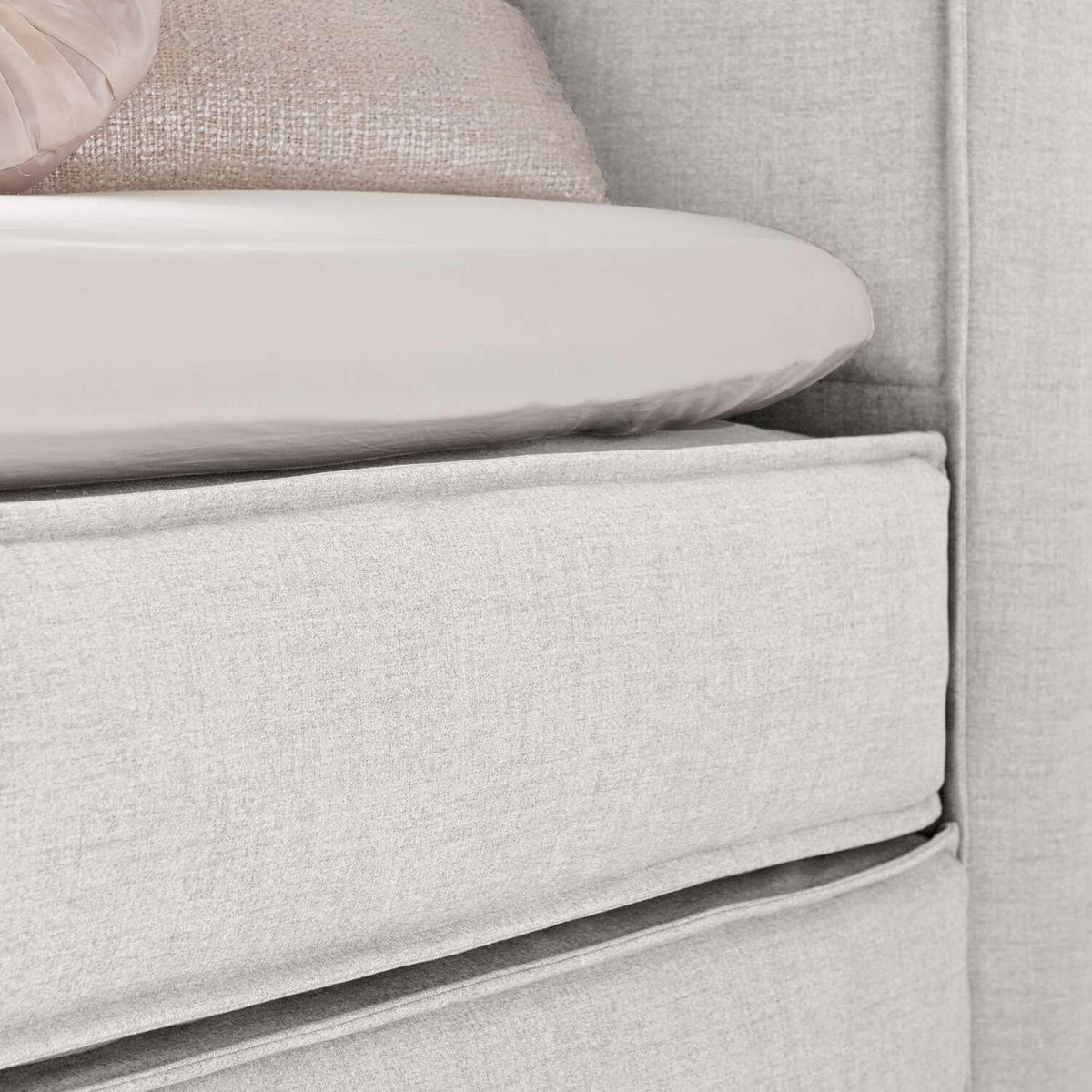 BOXSPRINGBETT 140/200 cm  in Creme  - Creme/Schwarz, Design, Textil (140/200cm) - home24