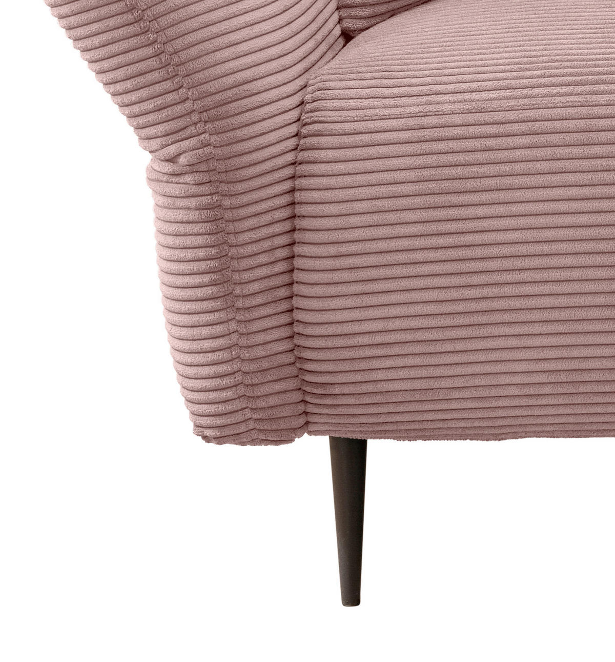 ECKSOFA in Cord Rosa  - Schwarz/Rosa, Design, Textil/Metall (256/256cm) - Livetastic
