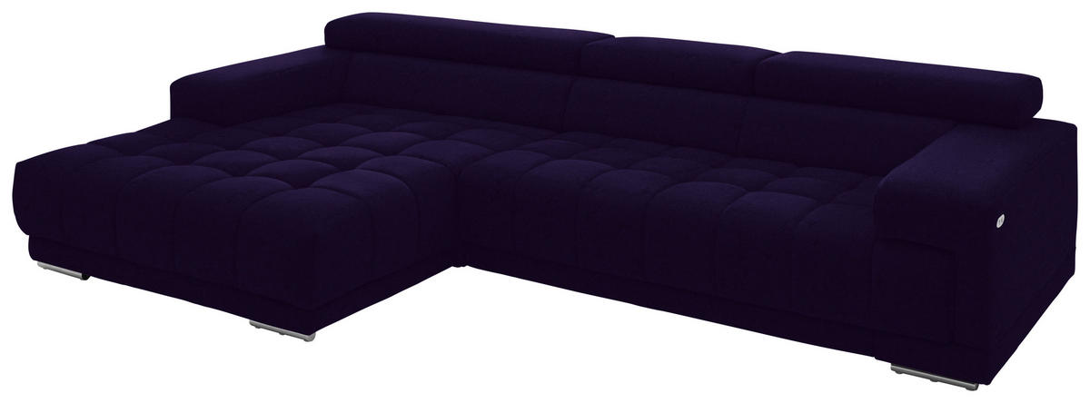 ECKSOFA Mikrofaser Violett  - Silberfarben/Violett, Design, Textil/Metall (190/335cm) - Beldomo Speed