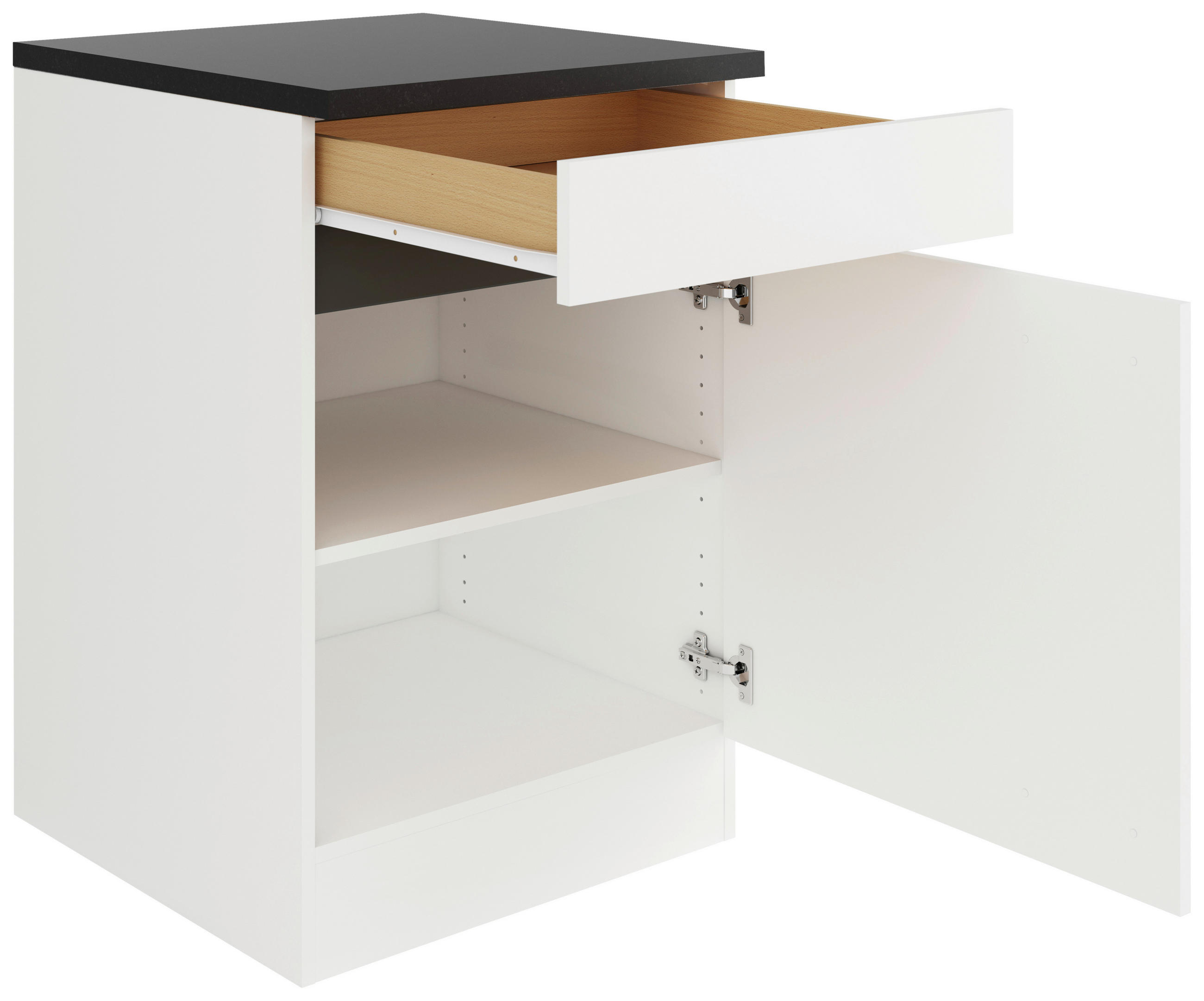 KÜCHENUNTERSCHRANK 60/88/57,1 cm  in Weiß  - Anthrazit/Buchefarben, Basics, Holzwerkstoff (60/88/57,1cm) - Optifit
