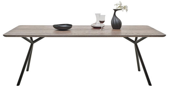 ESSTISCH in Holz, Metall 220/100/75 cm  - Eiche dunkel/Schwarz, Design, Holz/Metall (220/100/75cm) - Dieter Knoll