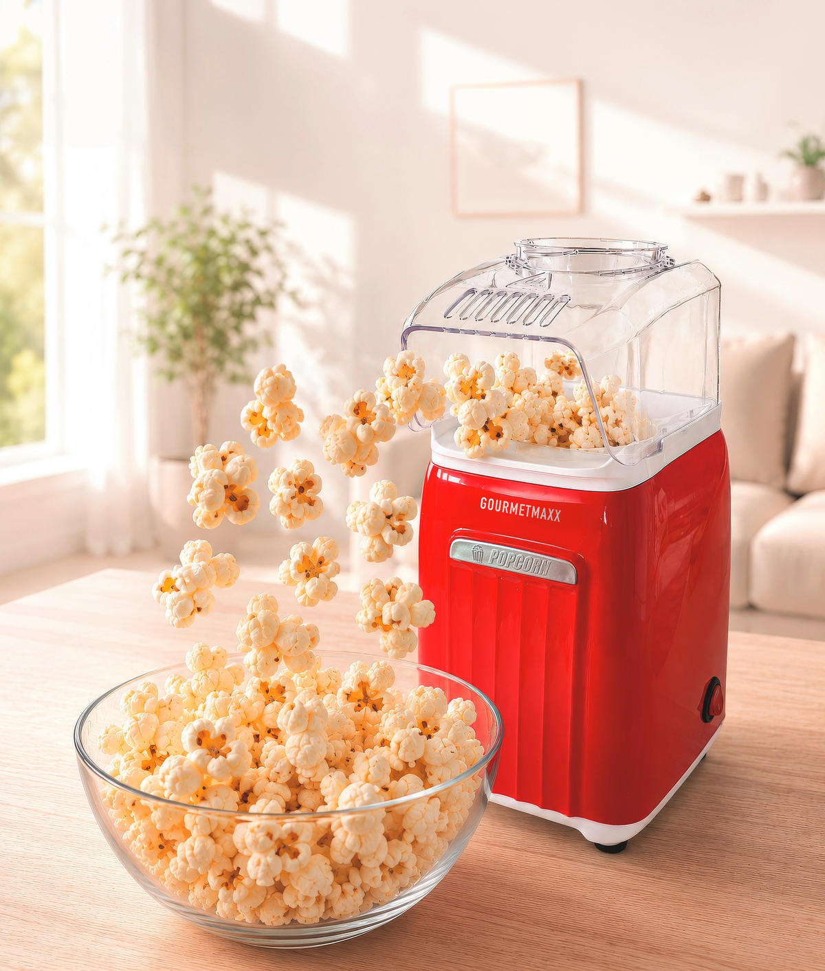 POPCORNMASCHINE Retro  - Rot/Weiß, Basics, Kunststoff/Metall (14,3/12,3/27cm) - GOURMETMAXX