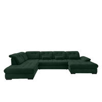 WOHNLANDSCHAFT in Cord Dunkelgrün  - Dunkelgrün/Schwarz, Modern, Textil/Metall (252/387/184cm) - Livetastic