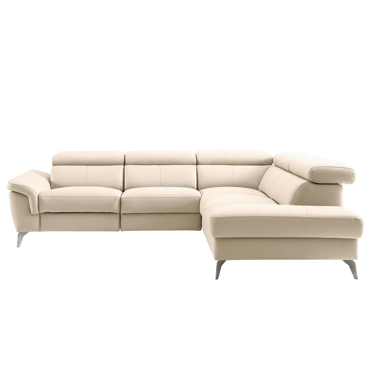 ECKSOFA  in Lederlook Echtleder Grau  265/210 cm  - Chromfarben/Grau, Design, Leder/Textil (265/210cm) - Livetastic