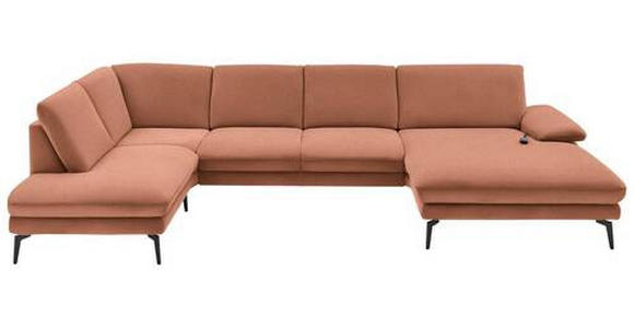 WOHNLANDSCHAFT in Webstoff Orange - Schwarz/Orange, Design, Textil/Metall (208/344/180cm) - Dieter Knoll