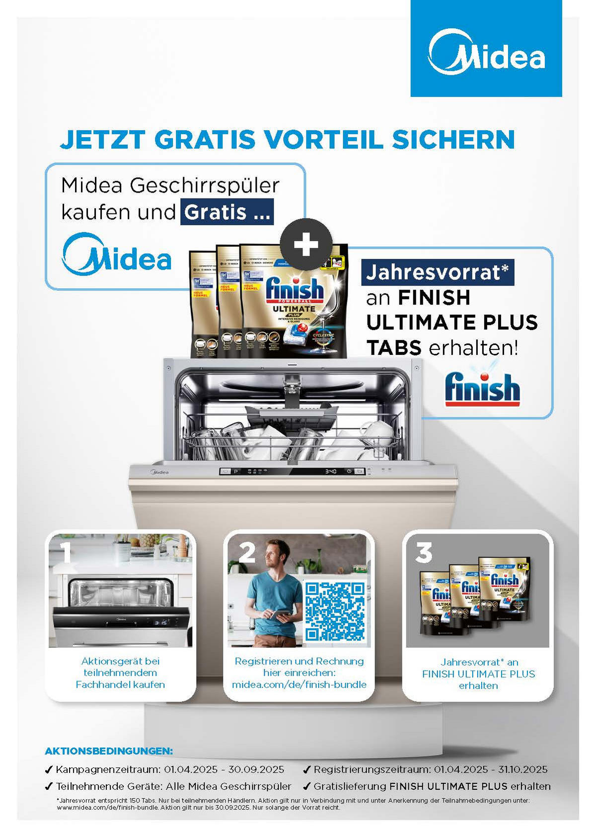 GESCHIRRSPÜLER MDWEB1403QB-WB  - Silberfarben, Basics, Metall (59,8/81,5/57cm) - Midea