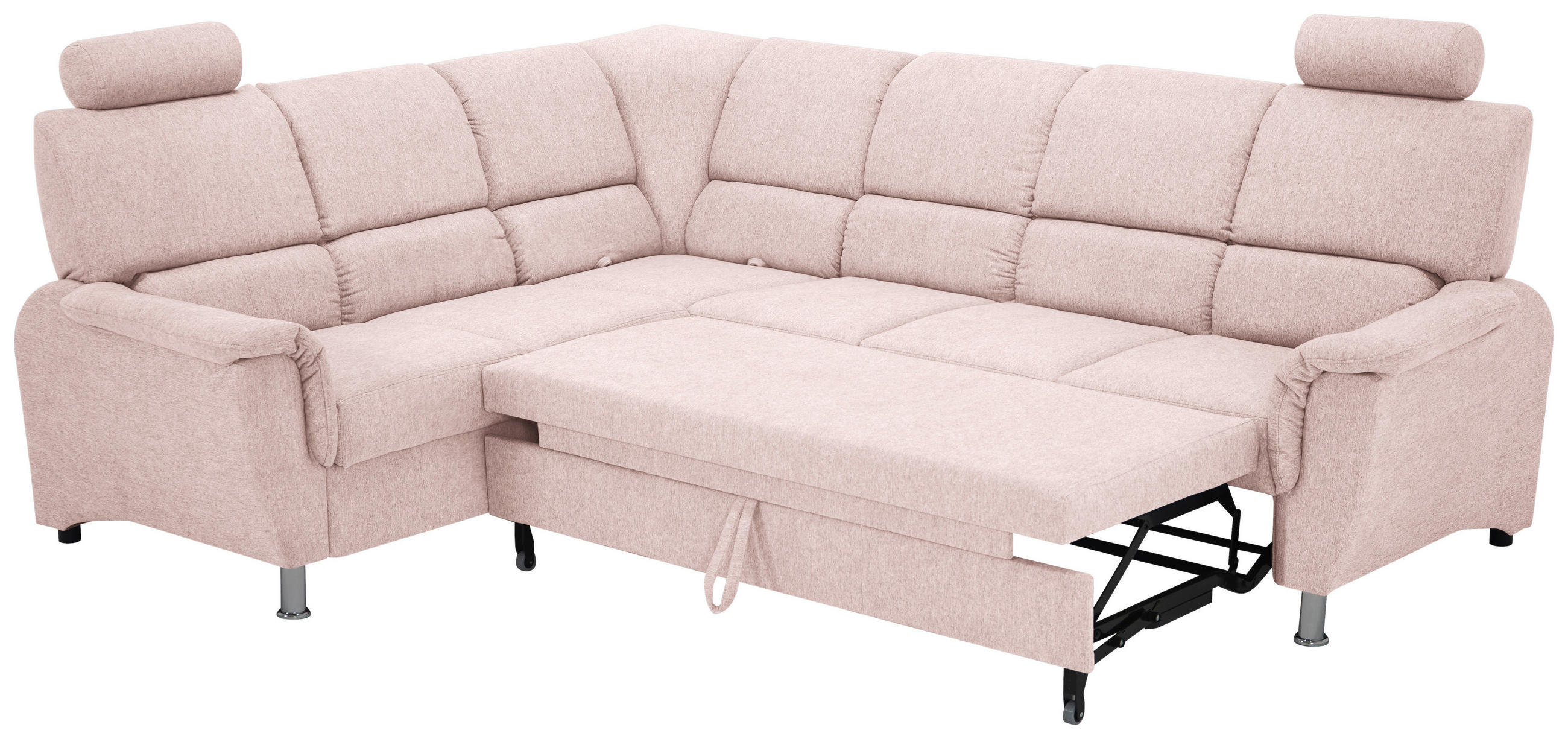 ECKSCHLAFSOFA Rosa Webstoff  - Schwarz/Rosa, Design, Kunststoff/Textil (219/270cm) - Livetastic