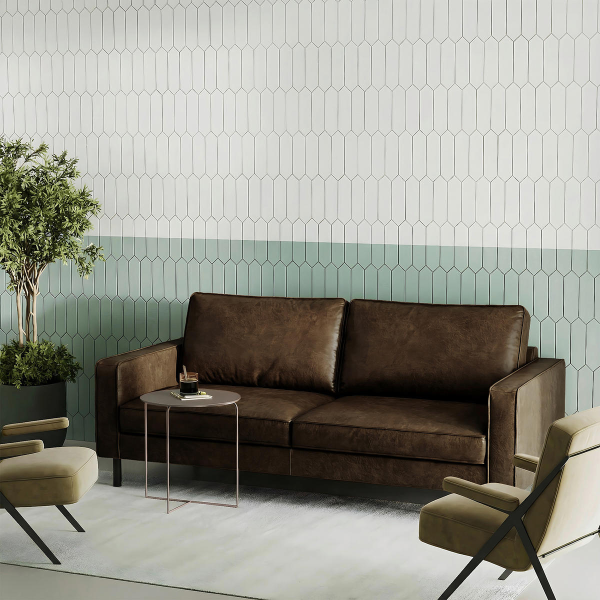 3-SITZER-SOFA Echtleder Lederlook Dunkelbraun  - Dunkelbraun/Schwarz, Design, Leder/Textil (188/85/92cm) - Livetastic