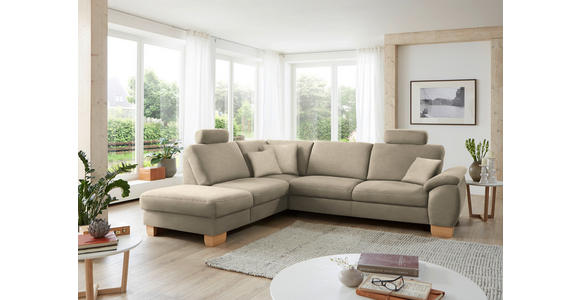 ECKSOFA in Mikrofaser Naturfarben  - Wildeiche/Beige, KONVENTIONELL, Holz/Textil (236/286cm) - Voleo