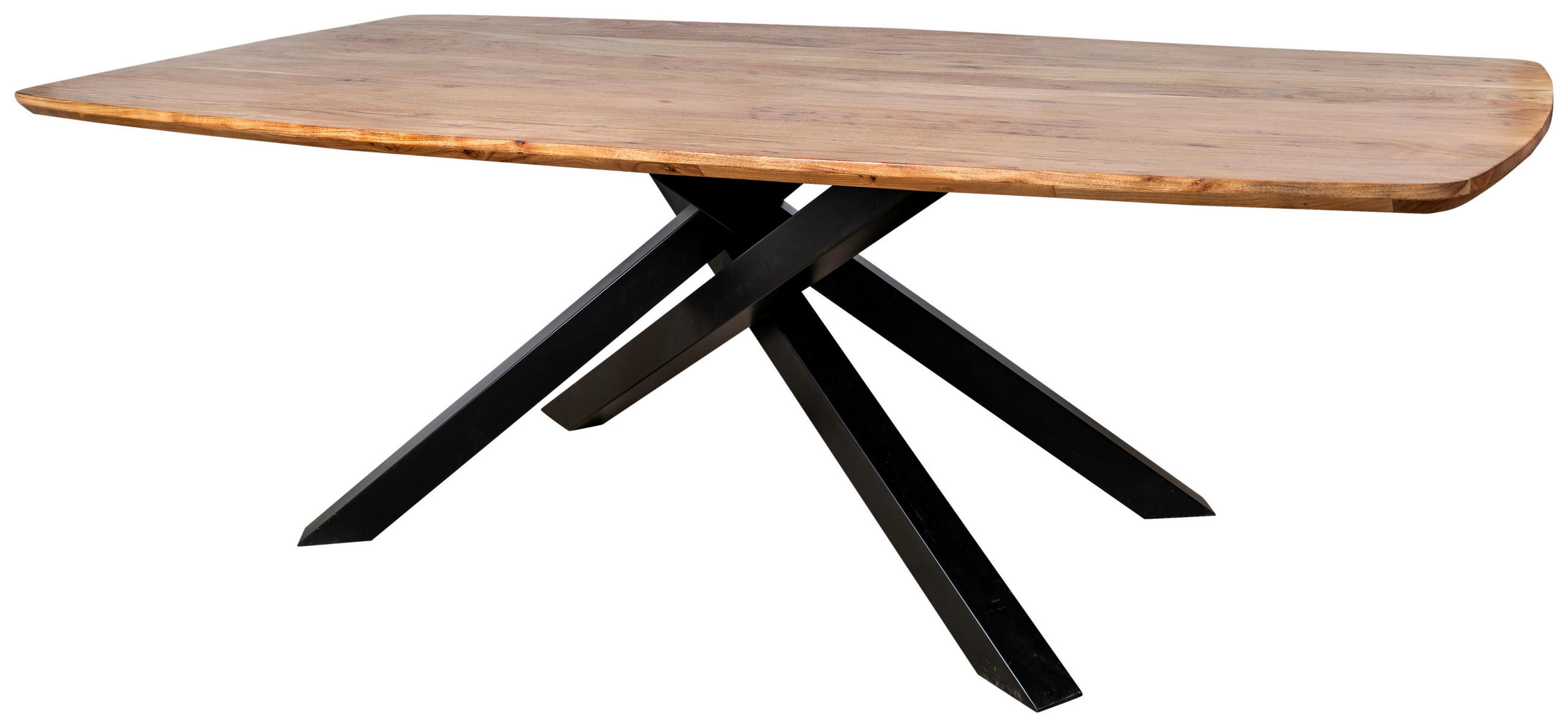 ESSTISCH Echtholz  Holz, Metall rechteckig Naturfarben  - Schwarz/Naturfarben, MODERN, Holz/Metall (220/76/110cm) - MID.YOU