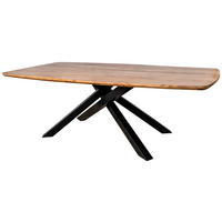 ESSTISCH Echtholz  Holz, Metall rechteckig Naturfarben  - Schwarz/Naturfarben, MODERN, Holz/Metall (220/76/110cm) - MID.YOU