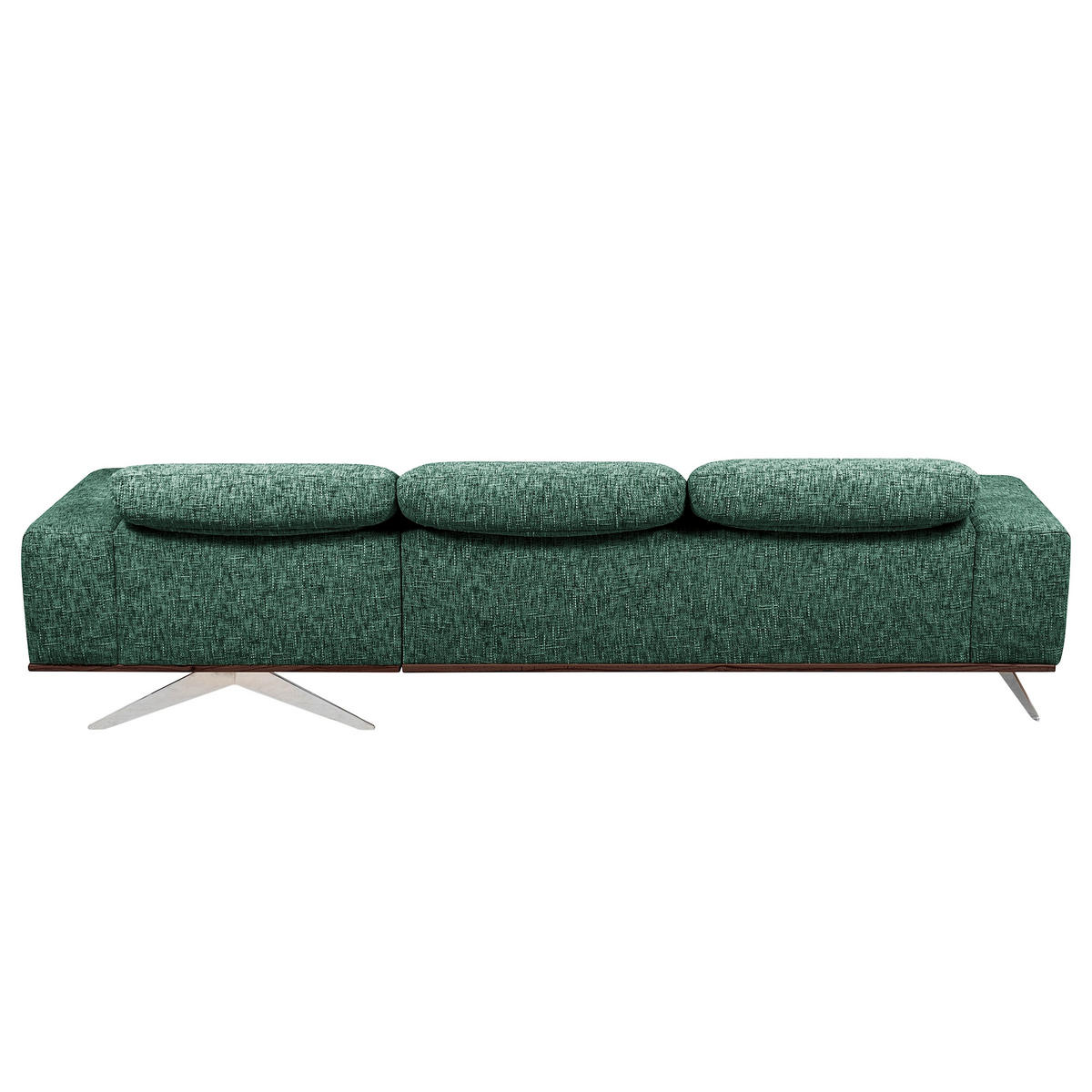 ECKSOFA PORTLAND in Struktur Grün Kopfteilverstellung  295/187 cm  - Chromfarben/Grün, Design, Holz/Textil (295/187cm) - Livetastic