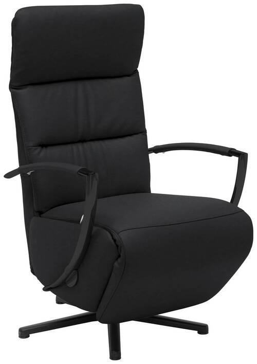 RELAXSESSEL in Leder Schwarz  - Schwarz, Design, Leder/Metall (64/112/80cm) - Cantus