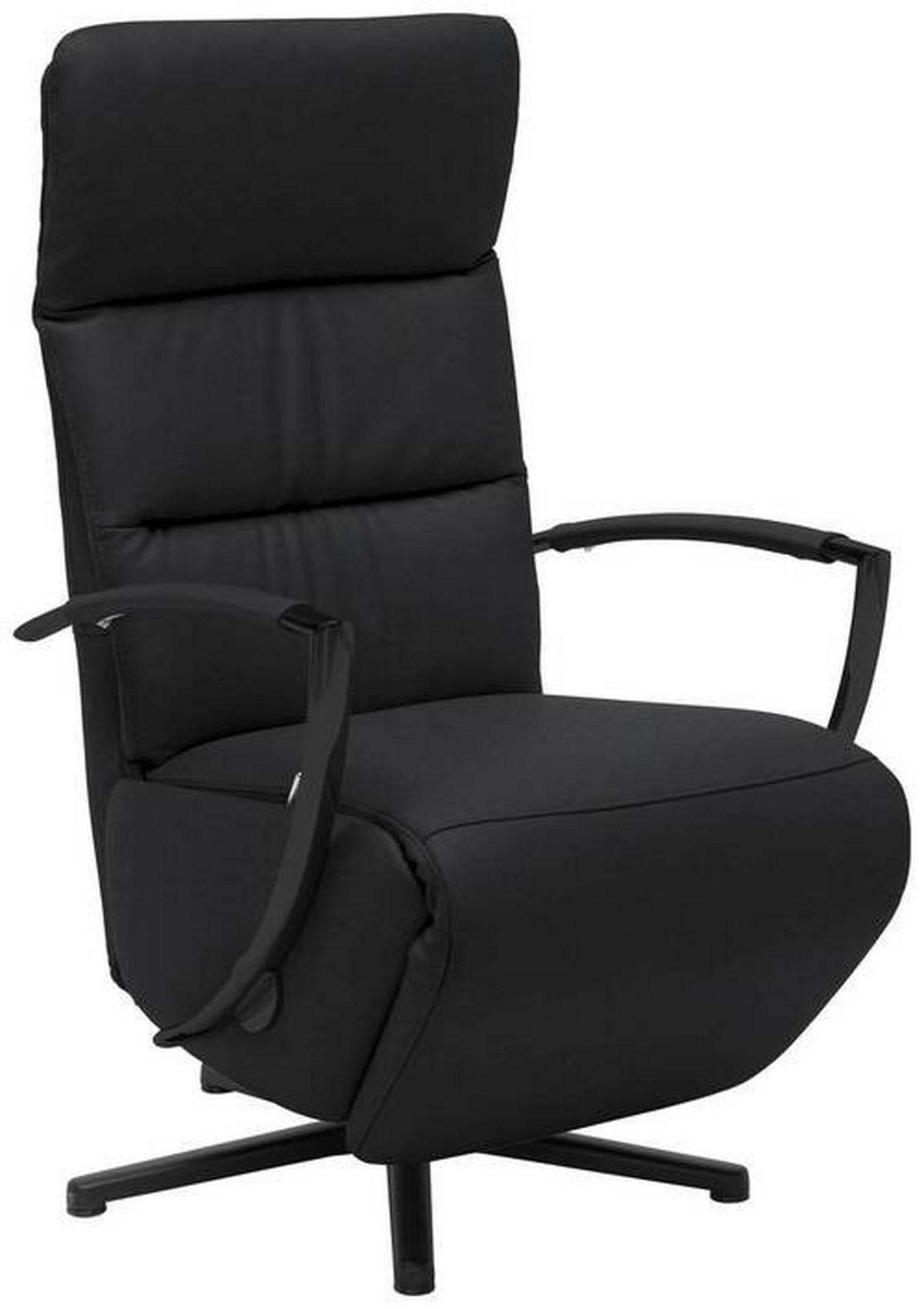 RELAXSESSEL in Leder Schwarz  - Schwarz, Design, Leder/Metall (64/112/80cm) - Cantus