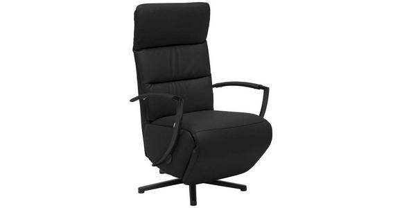 RELAXSESSEL in Leder Schwarz - Schwarz, Design, Leder/Metall (64/112/80cm) - Cantus