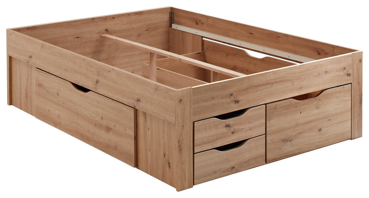 STAURAUMBETT 140/200 cm  in Eiche Artisan  - Eiche Artisan, KONVENTIONELL, Holzwerkstoff (140/200cm) - Boxxx