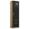 DREHTÜRENSCHRANK  in Eiche Artisan, Grau  - Chromfarben/Eiche Artisan, MODERN, Holzwerkstoff/Kunststoff (47/197/54cm) - Rauch Möbel