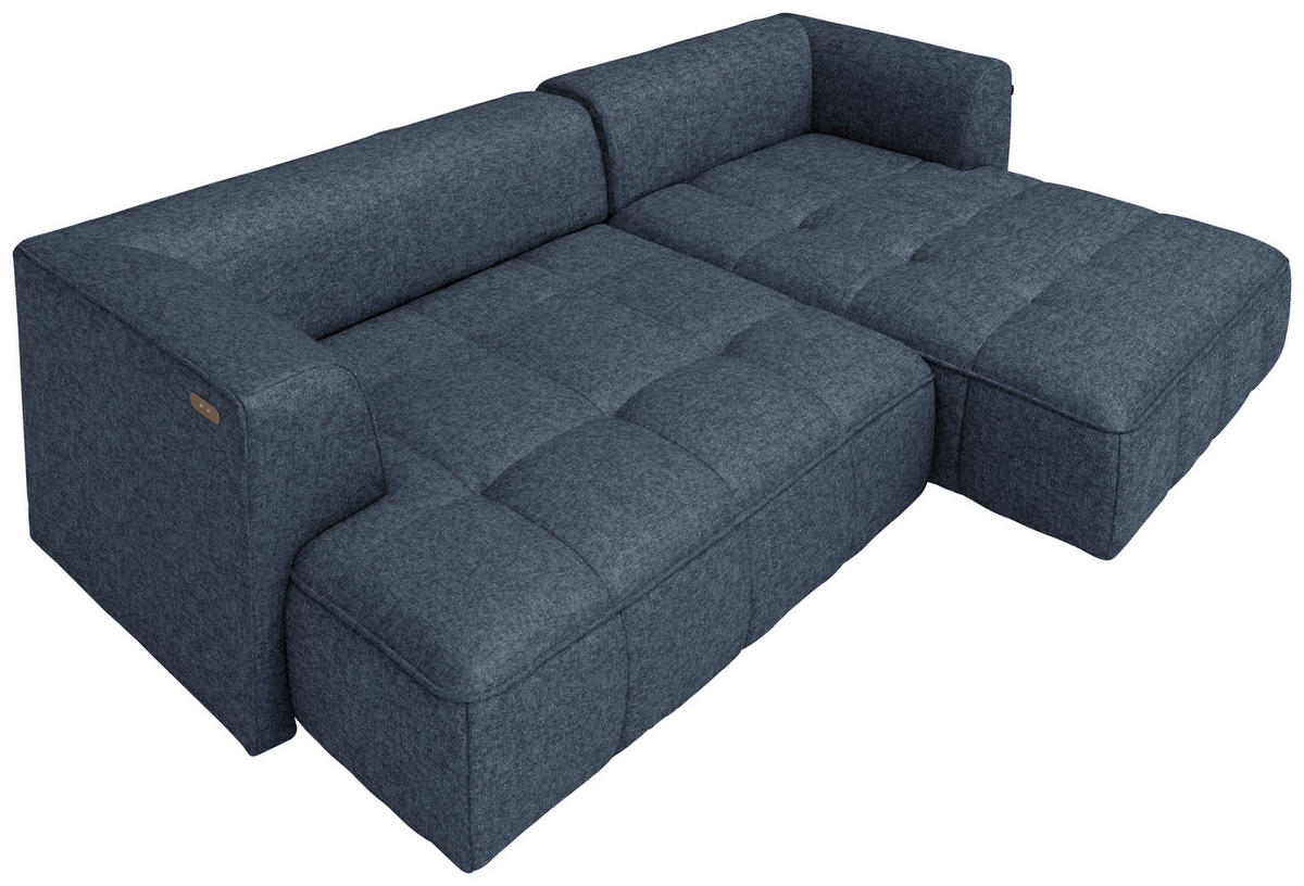 ECKSOFA Webstoff Dunkelblau  - Schwarz/Dunkelblau, Design, Kunststoff/Textil (288/188cm) - Welnova