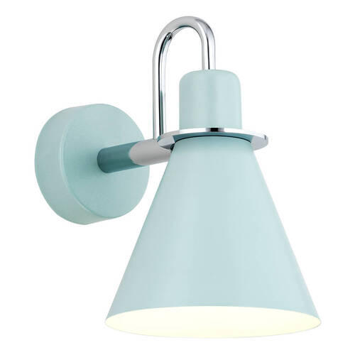 WANDLEUCHTE Argon Beverly 22/22/14,5 cm   - Chromfarben/Hellblau, Basics, Metall (22/22/14,5cm)