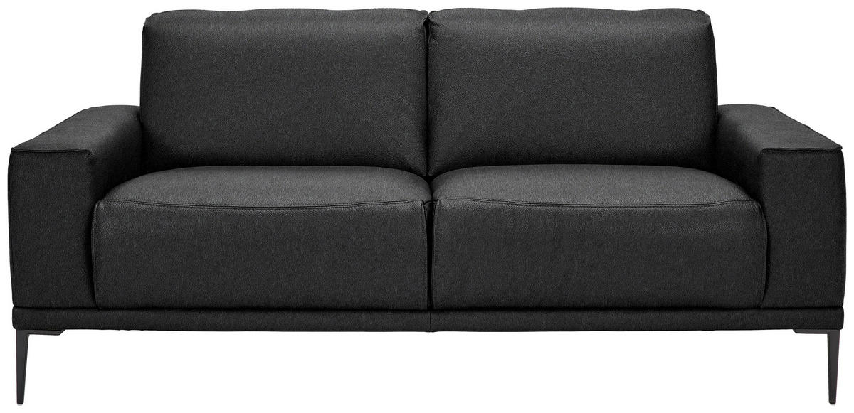 2-SITZER-SOFA in Leder Schwarz  - Schwarz, Design, Leder/Metall (180/82/92cm) - Johann Jakob