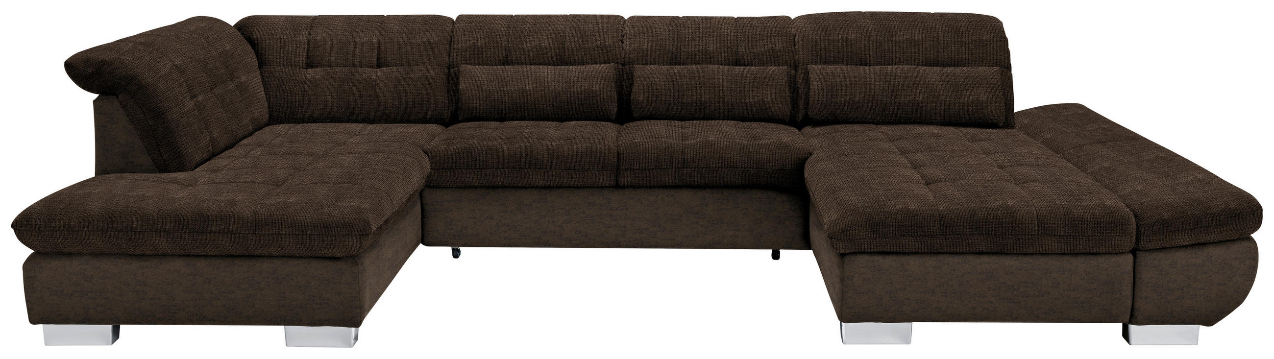 WOHNLANDSCHAFT in Mikrofaser Braun  - Chromfarben/Braun, Design, Kunststoff/Textil (211/350/204cm) - Xora