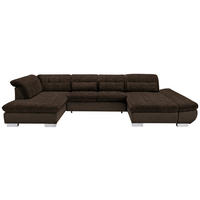 WOHNLANDSCHAFT in Mikrofaser Braun  - Chromfarben/Braun, Design, Kunststoff/Textil (211/350/204cm) - Xora